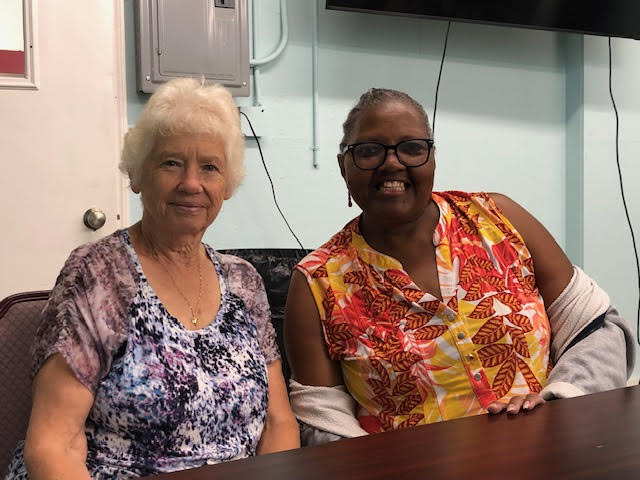 Volunteers Verda Troyer (left) and Darlene Norton (right)